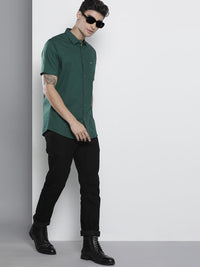 The Indian Garage Co Men Green Cotton Smart Fit Back Printed Casual Shirt