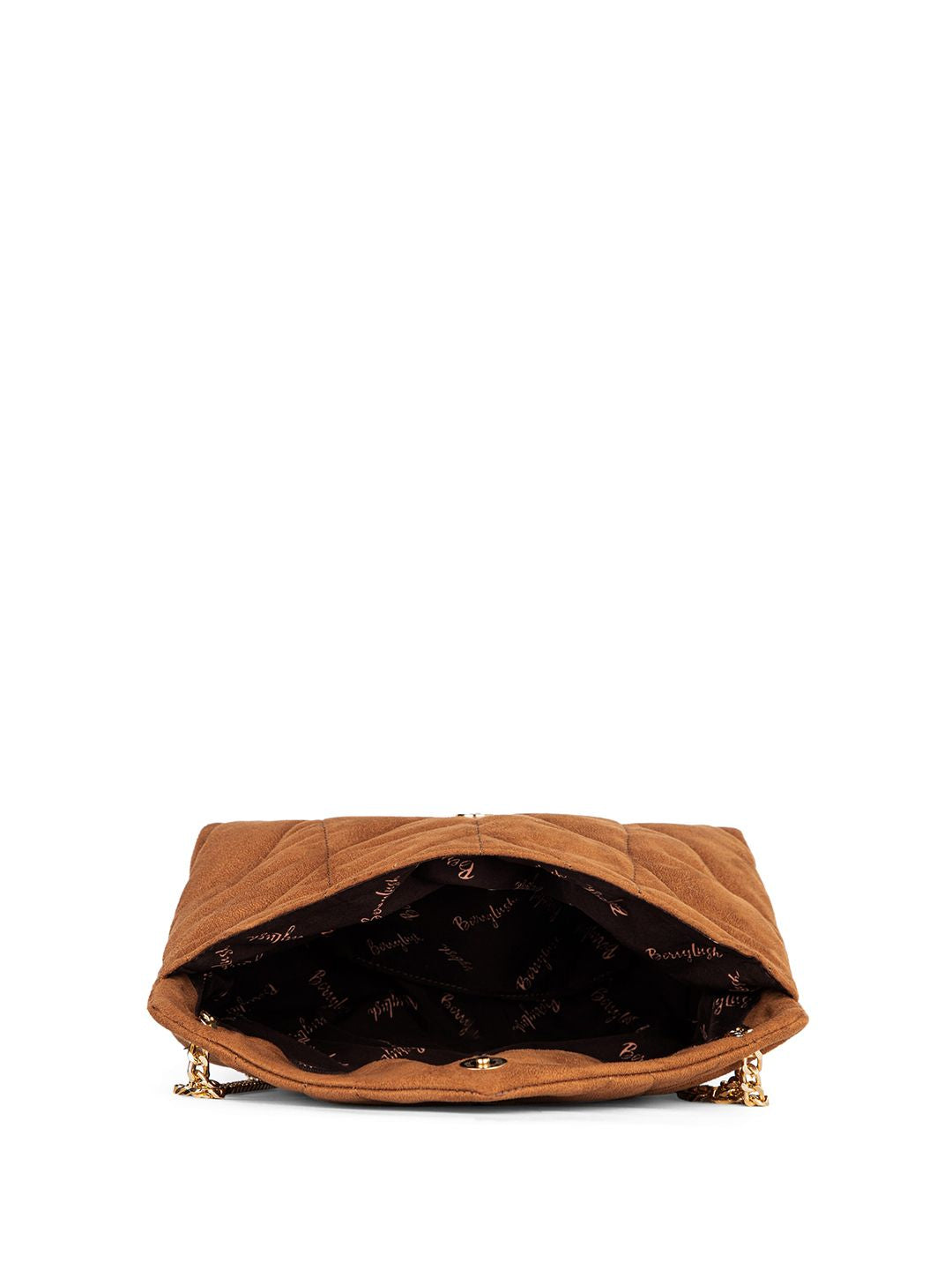 Berrylush Brown Structured Quilted Shoulder Bag