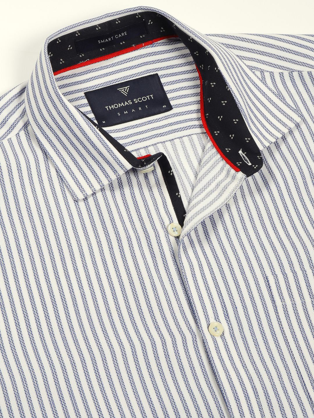 Thomas Scott Men Smart Cutaway Collar Vertical Striped Cotton Formal Shirt