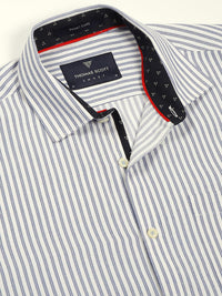 Thomas Scott Men Smart Cutaway Collar Vertical Striped Cotton Formal Shirt
