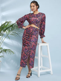 Antheaa Paisley Printed Top & Skirt
