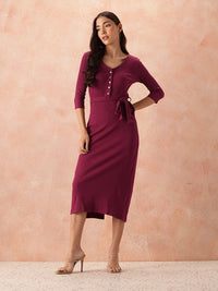 all about you Ribbed Wrap Style Dress Comes With a Belt