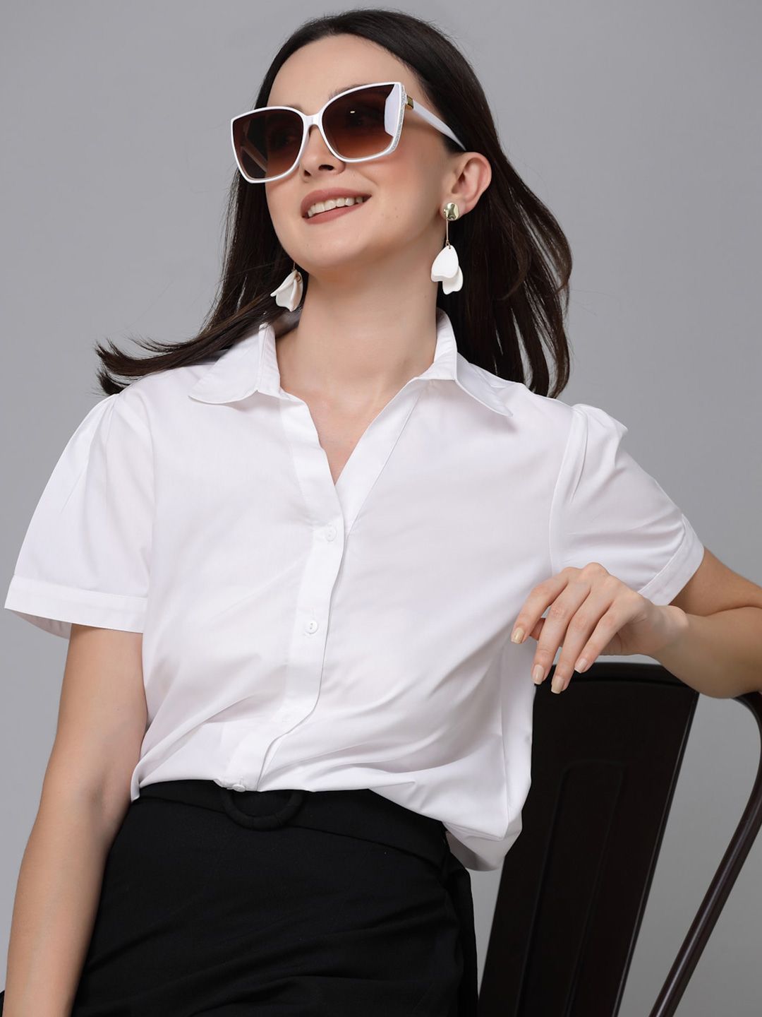 Style Quotient White Spread Collar Smart Cotton Formal Shirt