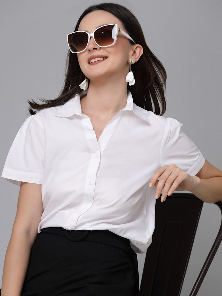 Style Quotient White Spread Collar Smart Cotton Formal Shirt