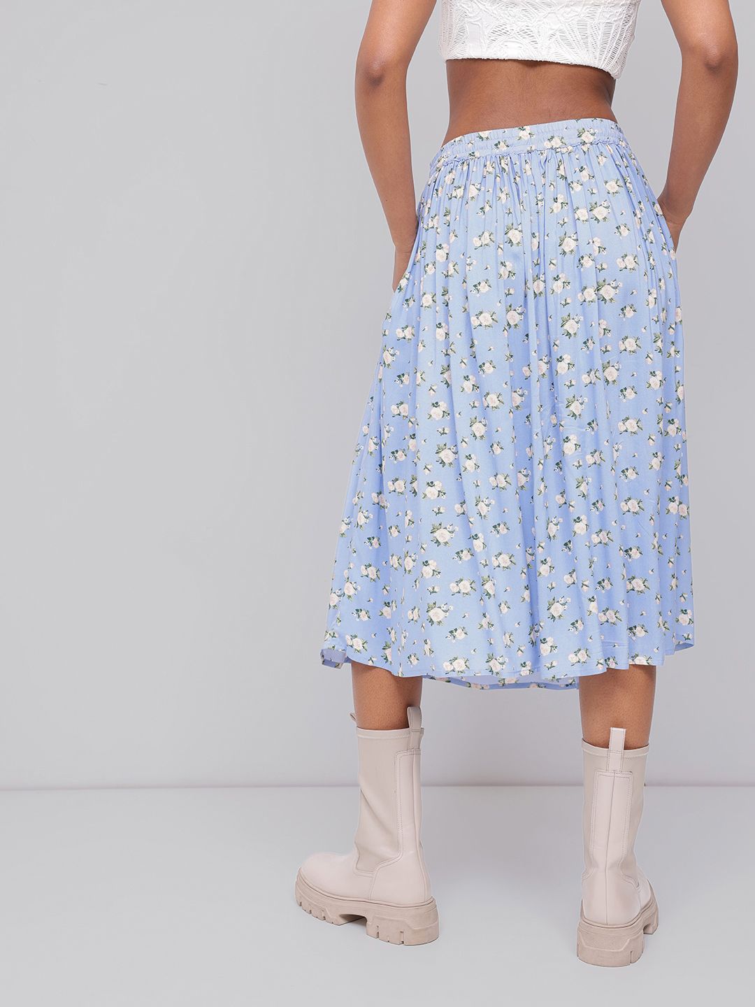 DressBerry Blooming Floral Pleated A-Line Skirt