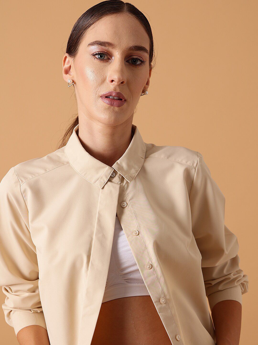 STREET 9 Beige Comfort Pure Cotton Casual Shirt