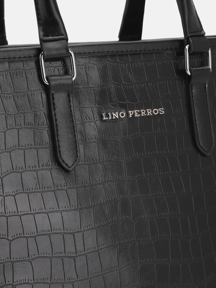 Lino Perros Croc Textured Structured Handheld Bag