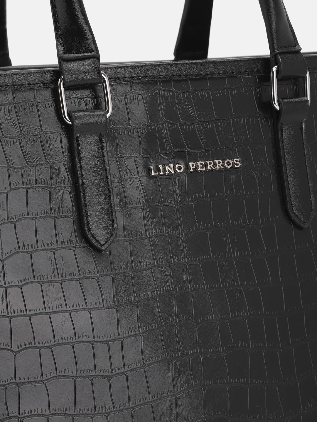 Lino Perros Croc Textured Structured Handheld Bag