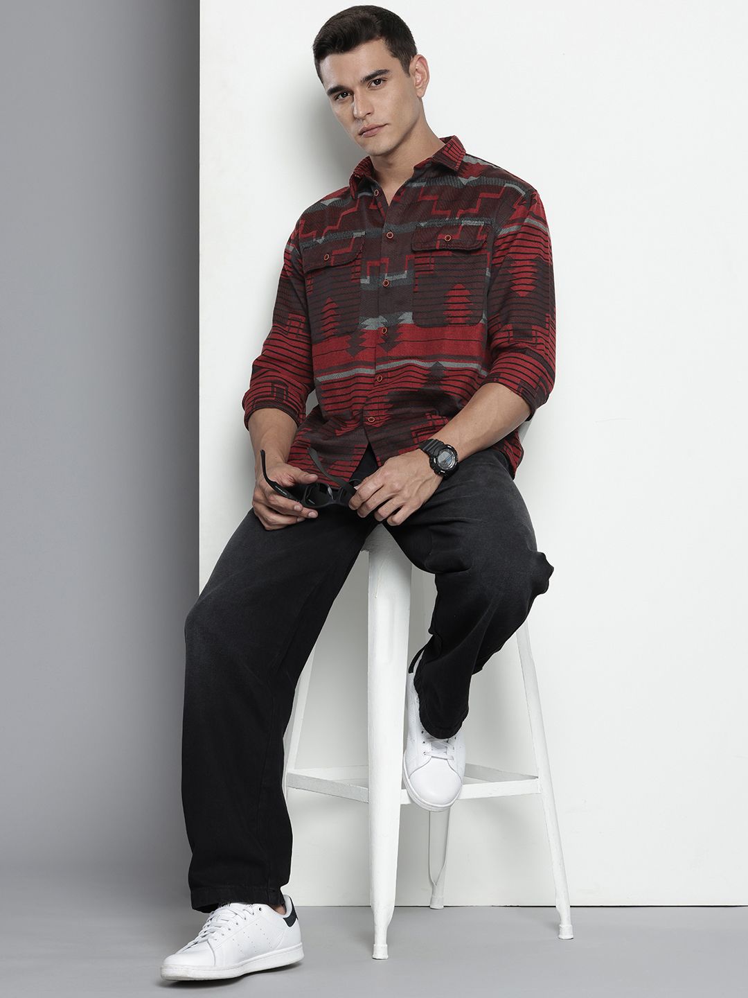 The Indian Garage Co Printed Opaque Relaxed Fit Casual Shirt