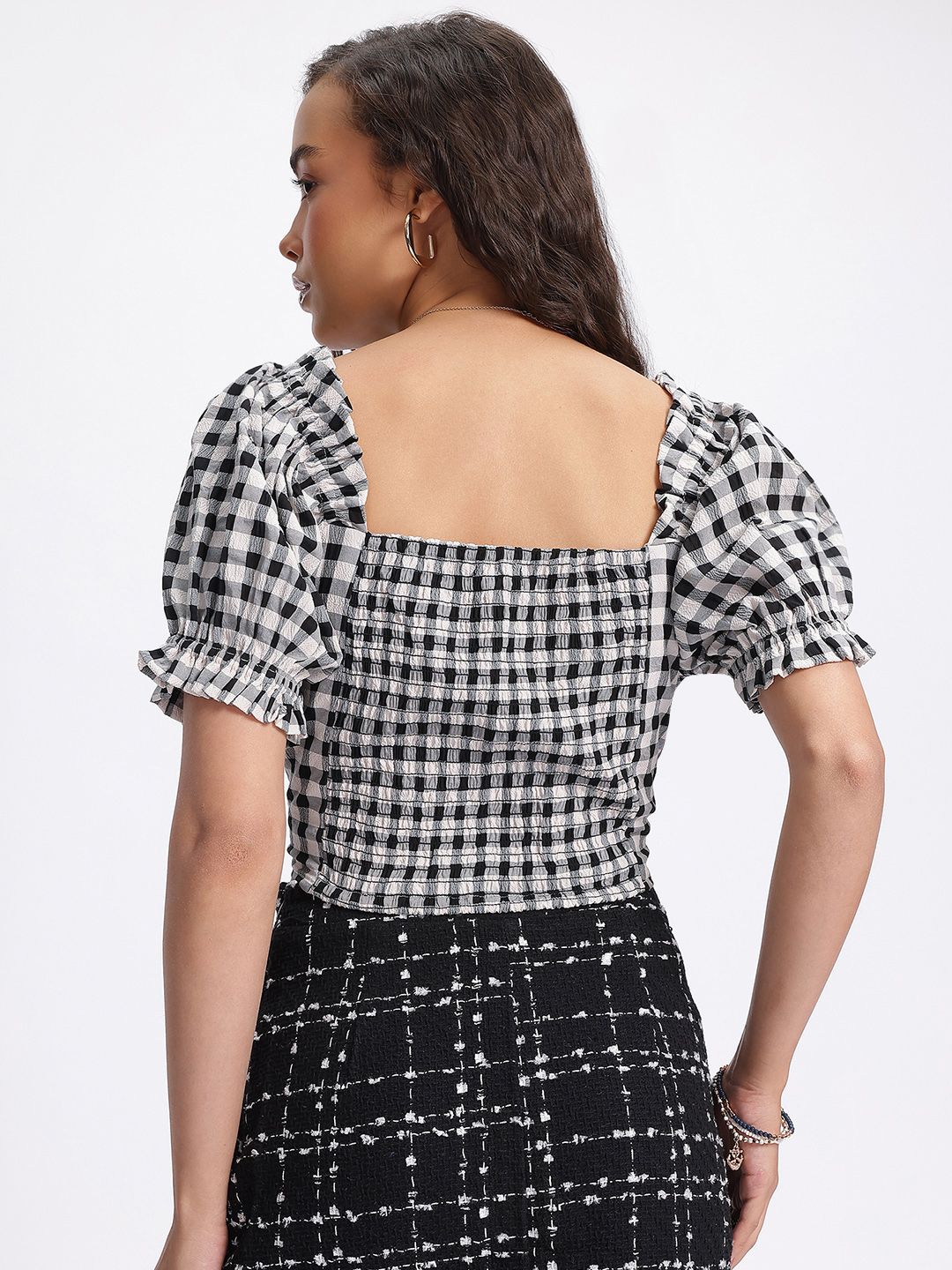 DressBerry The Retro Remix Checked Crop Top