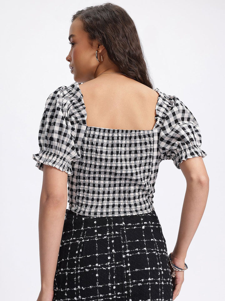 DressBerry The Retro Remix Checked Crop Top