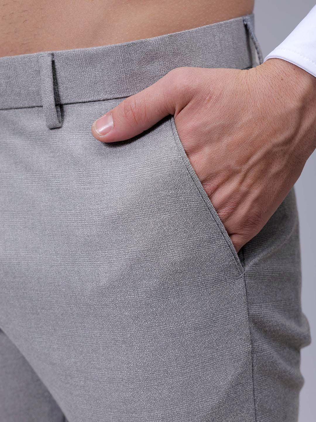 The Indian Garage Co. X Luxe Men Self-Checked Slim Fit Formal Trousers