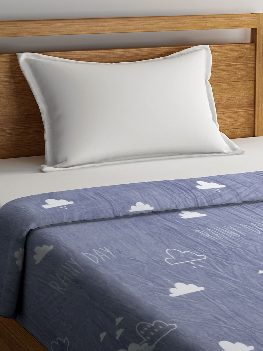Cortina Grey Geometric AC Room 250 GSM Single Bed Blanket
