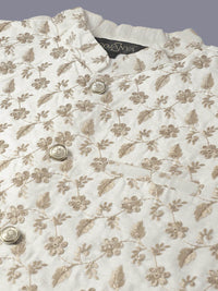 SOJANYA Embroidered Sequinned Pure Cotton Kurta and Churidar with Nehru Jacket