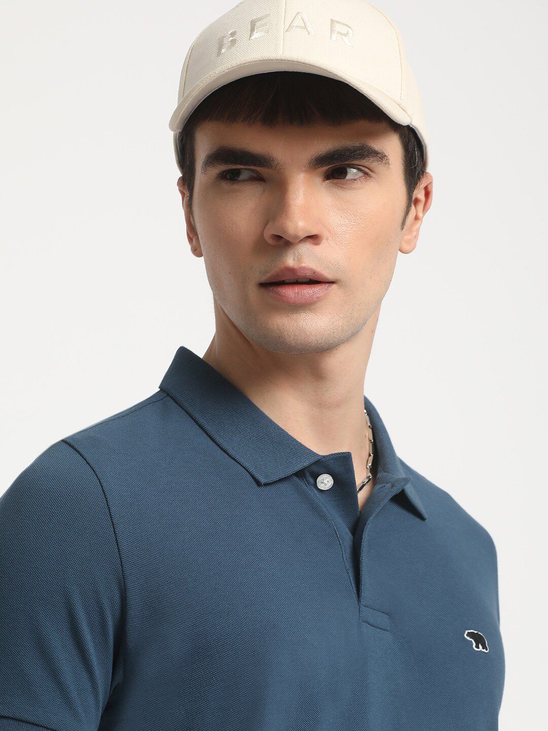 THE BEAR HOUSE Slim Fit Polo Collar Cotton T-shirt