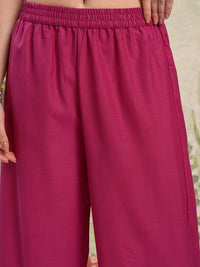 Vishudh Pink Vishudh Round Neck Embellished Straight Kurta & Palazzos With Dupatta