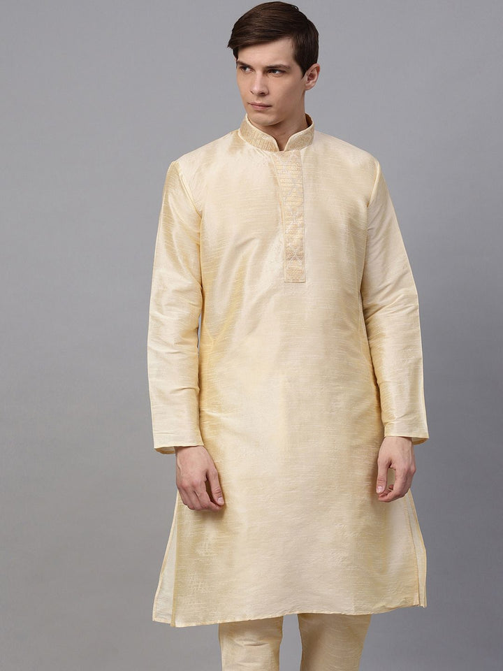 SOJANYA Men Beige Solid Straight Kurta