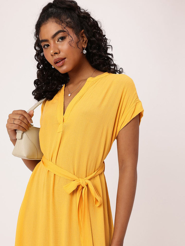 DressBerry Endearing Chic Smocked Waist Tie Up A-Line Mini Dress