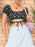 DressBerry Tie-Up Chic Seersucker Crop Top