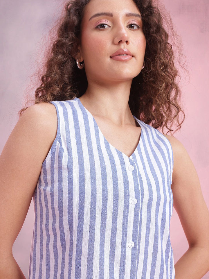 DressBerry Striped A-Line Midi Dress