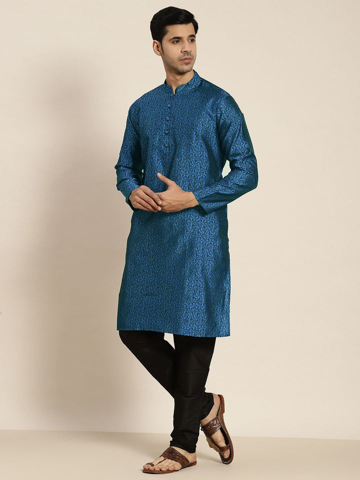 SOJANYA Men Teal Jacquard Kurta