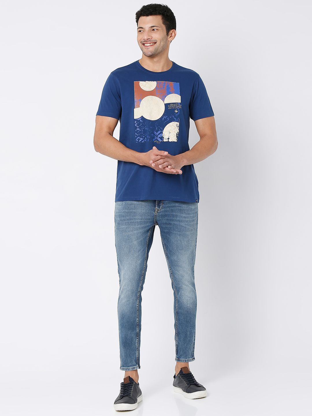 SPYKAR Pure Cotton Graphic Printed Slim Fit Casual T-shirt