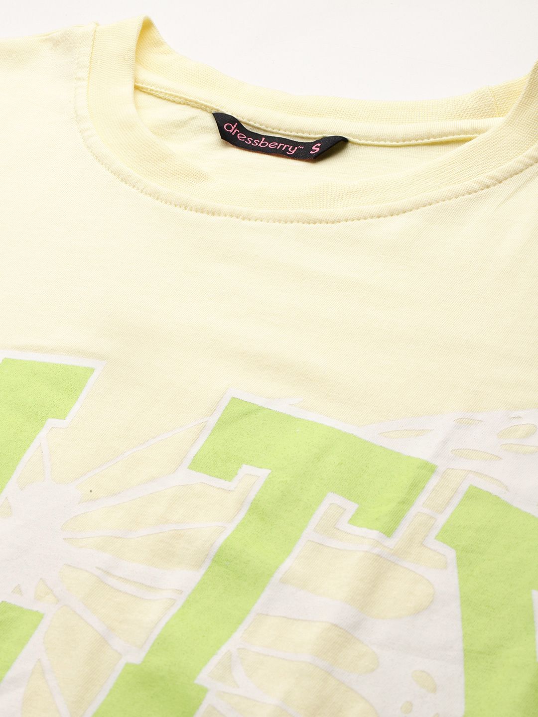 DressBerry Typography Printed Drop-Shoulder Sleeves T-shirt