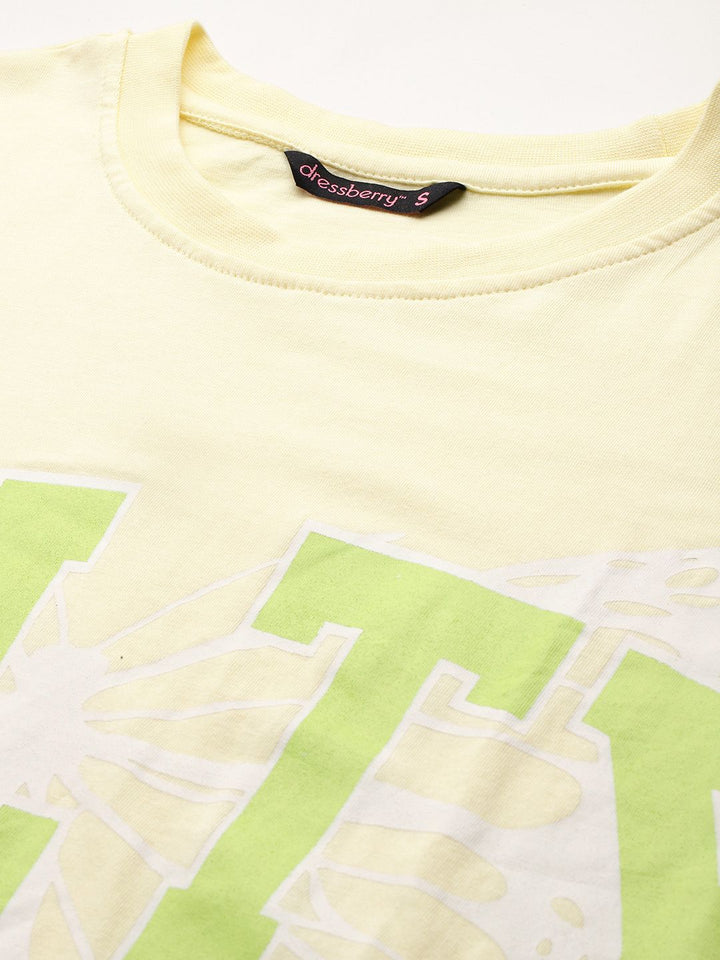 DressBerry Typography Printed Drop-Shoulder Sleeves T-shirt