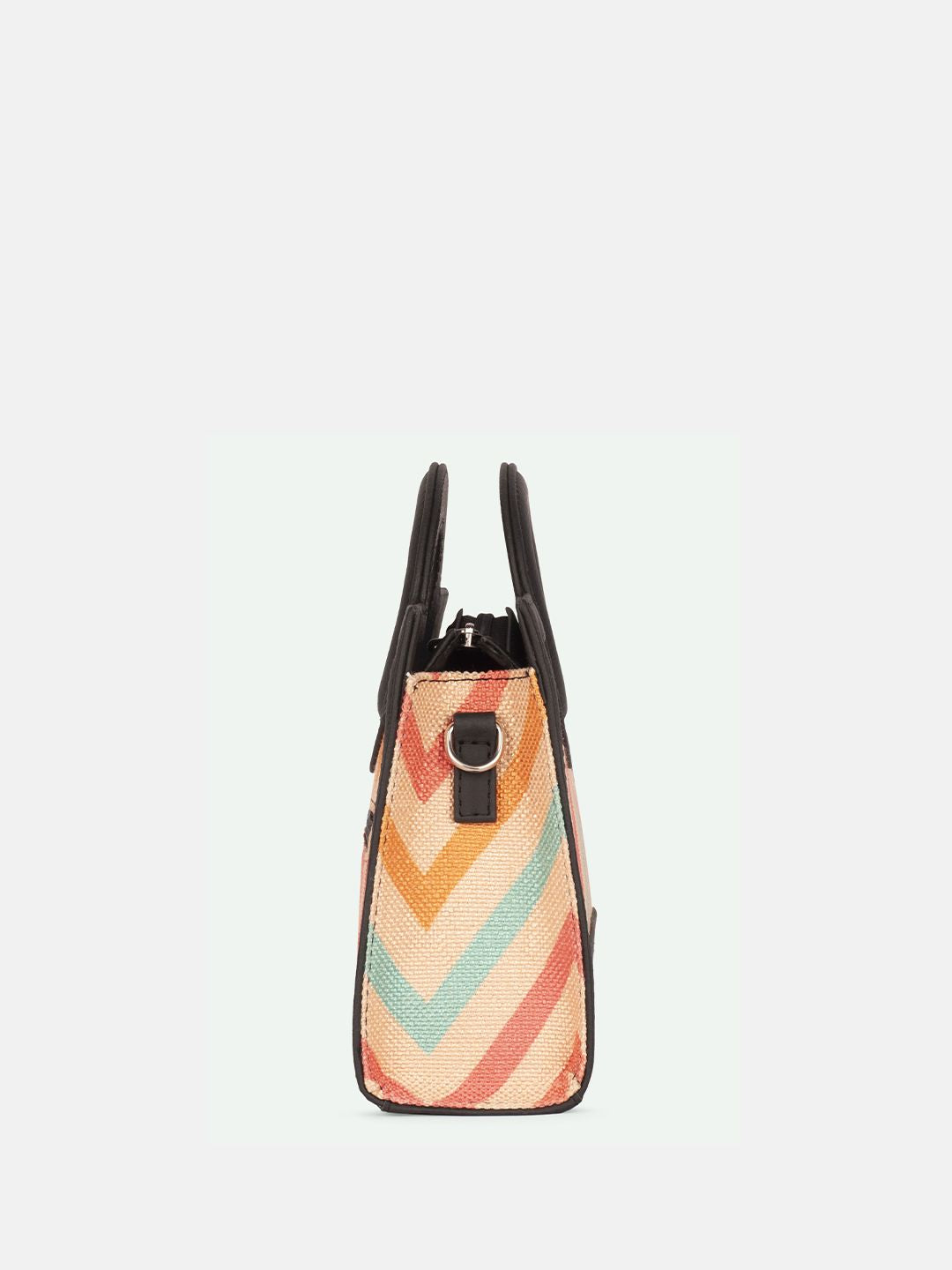 ZOUK Geometric Printed Jute Structured Sling Bag