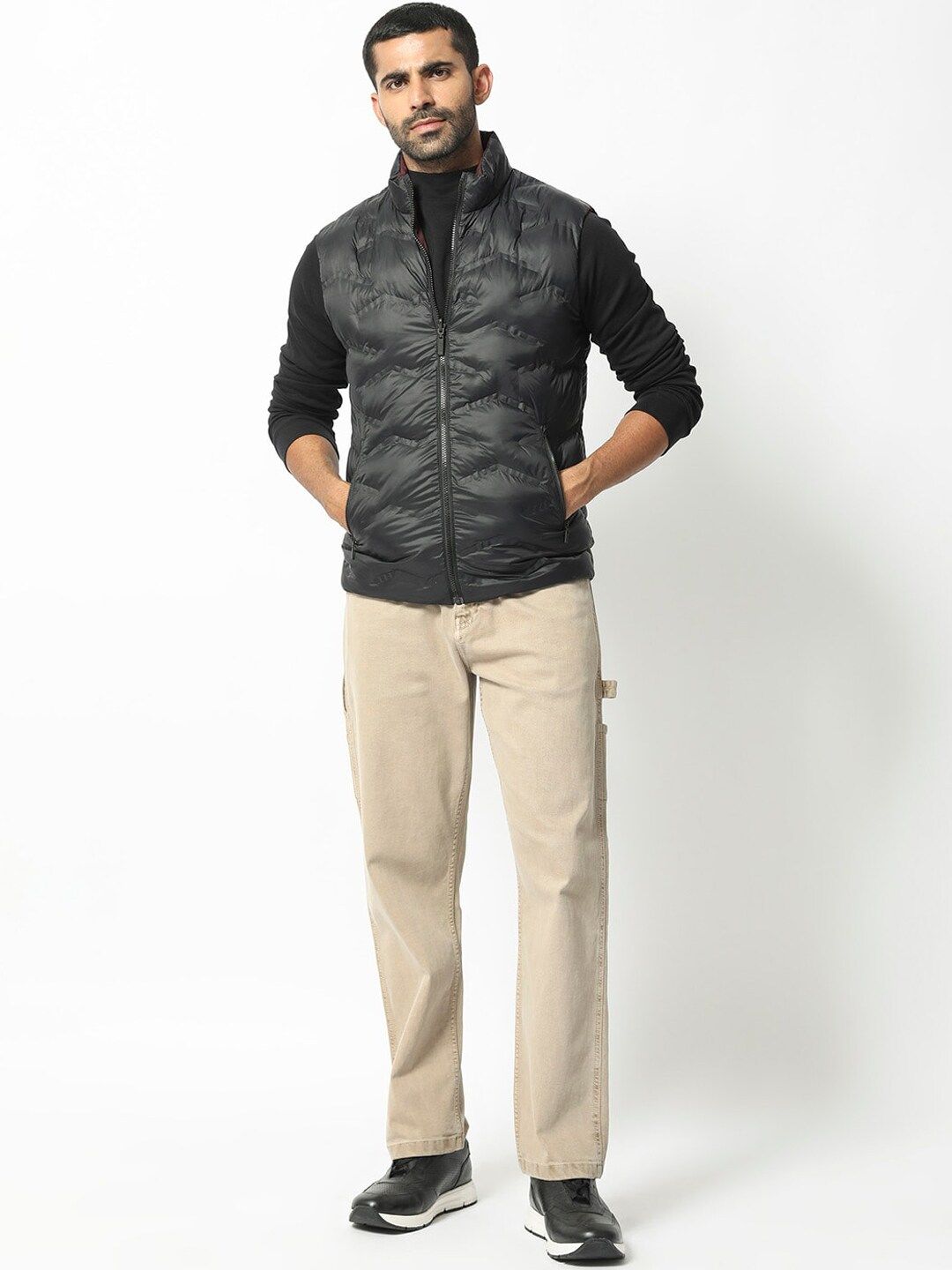 RARE RABBIT Men Cog Puffer Mock Collar Reversible Jacket