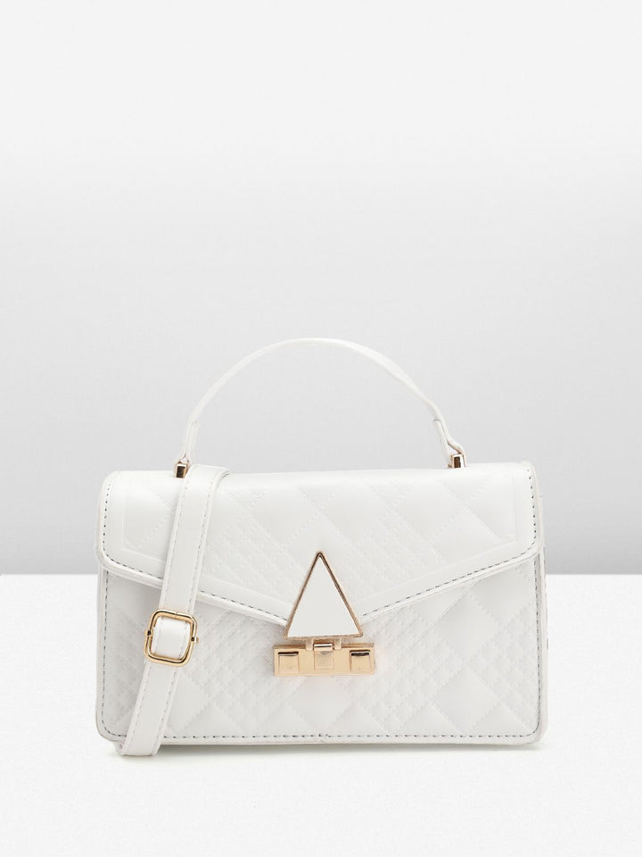 DressBerry Brand Logo Embossed Quilted Satchel
