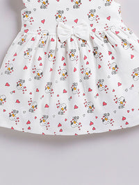 Happy Faces Girls Cotton Printed Flutter Sleeve Fit & Flare Dress