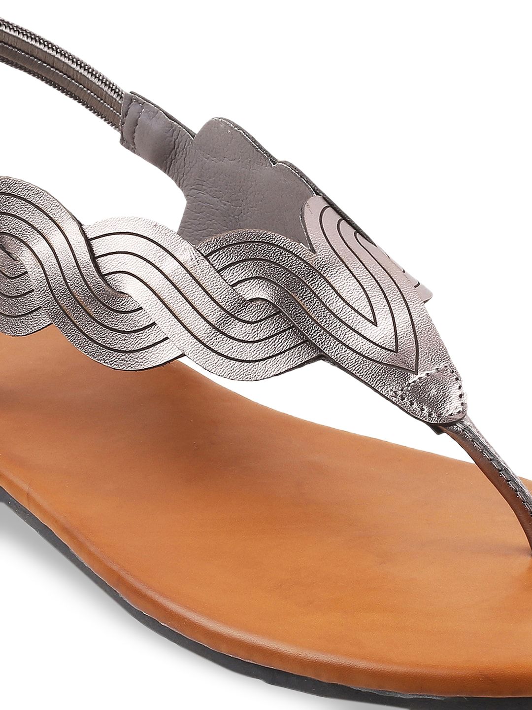 Mochi Women Grey Open Toe Flats