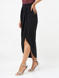 SASSAFRAS Black Midi Wrap Skirt