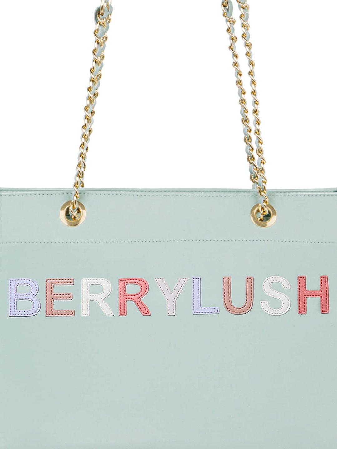 Berrylush Green Embroidered Structured Shoulder Bag