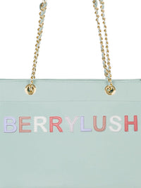 Berrylush Green Embroidered Structured Shoulder Bag