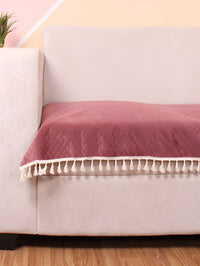STITCHNEST Peach & Beige Self Design 1 Seater Sofa Cover