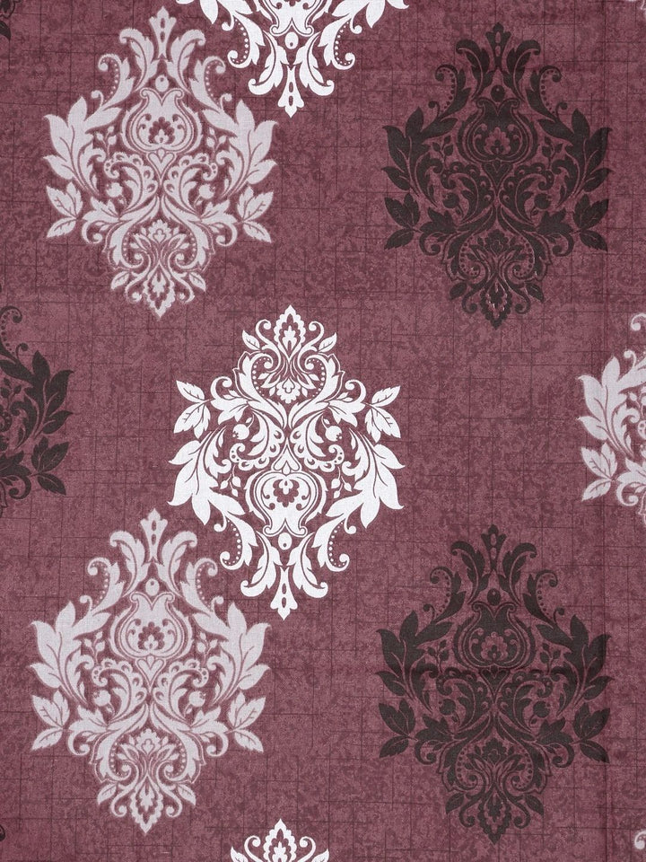Myntra Elegant Homes Maroon Floral Cotton 400 TC Single Bedsheet with 1 Pillow Cover