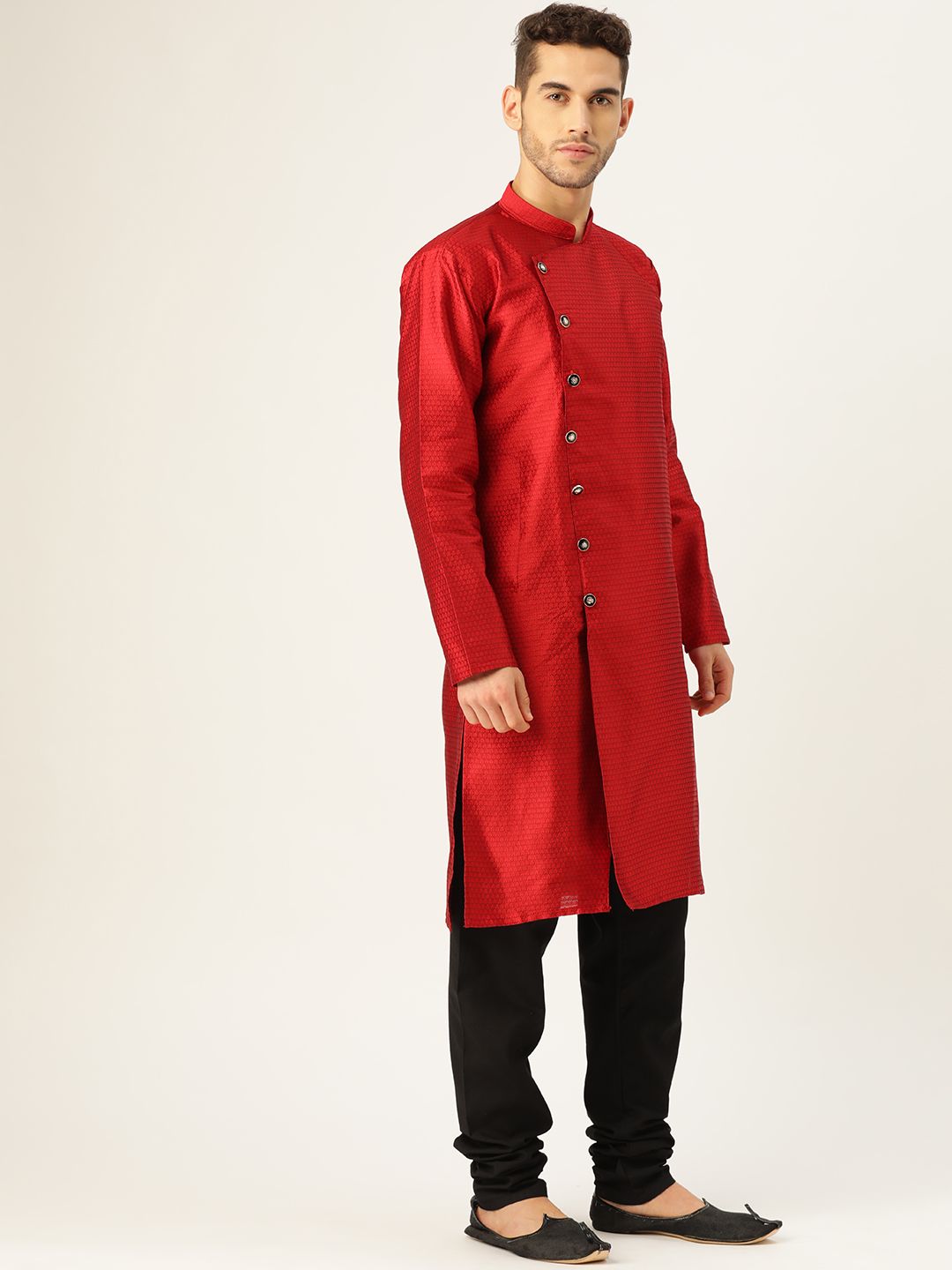 SOJANYA Lelaki Red Woven Design Straight Kurta