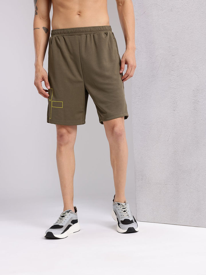 HRX by Hrithik Roshan Men Brand Logo Printed Mid-Rise Rapid-Dry Training Shorts