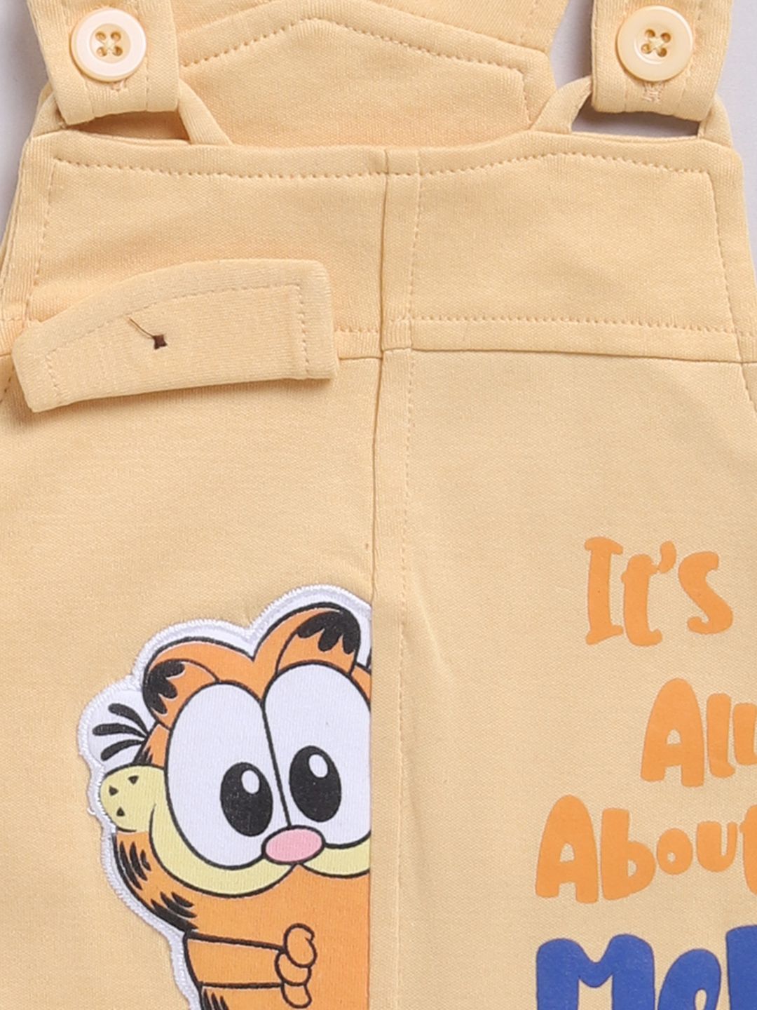 Moms Love Infants Boys Pure Cotton Applique Detail Dungaree With Striped T-Shirt