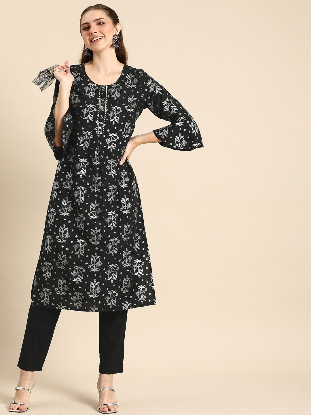 Anouk Ethnic Motifs Printed Regular Kurta with Trousers