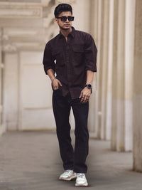 Powerlook Dark Brown India Slim Denim Casual Shirt