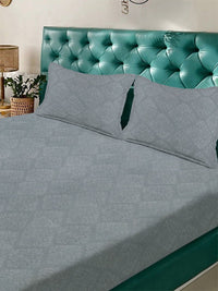 Myntra Elegant Homes Grey Floral 300 TC Cadar Katil King Dengan 2 Sarung Bantal