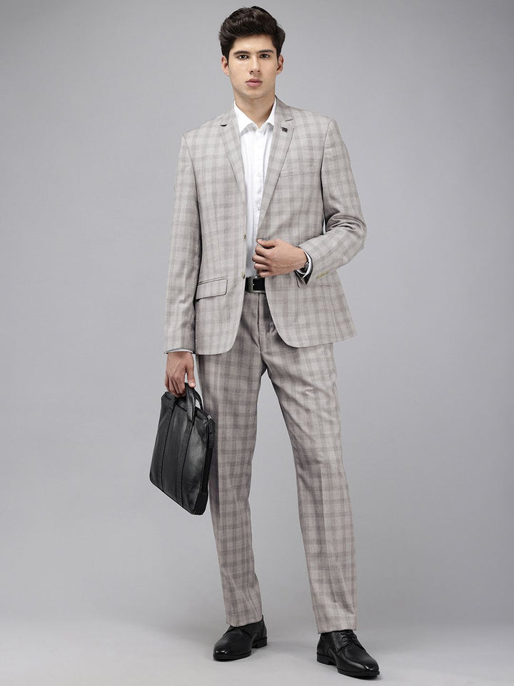 Park Avenue Checked Notched Lapel Single-Breasted 2 Piece Formal Suits
