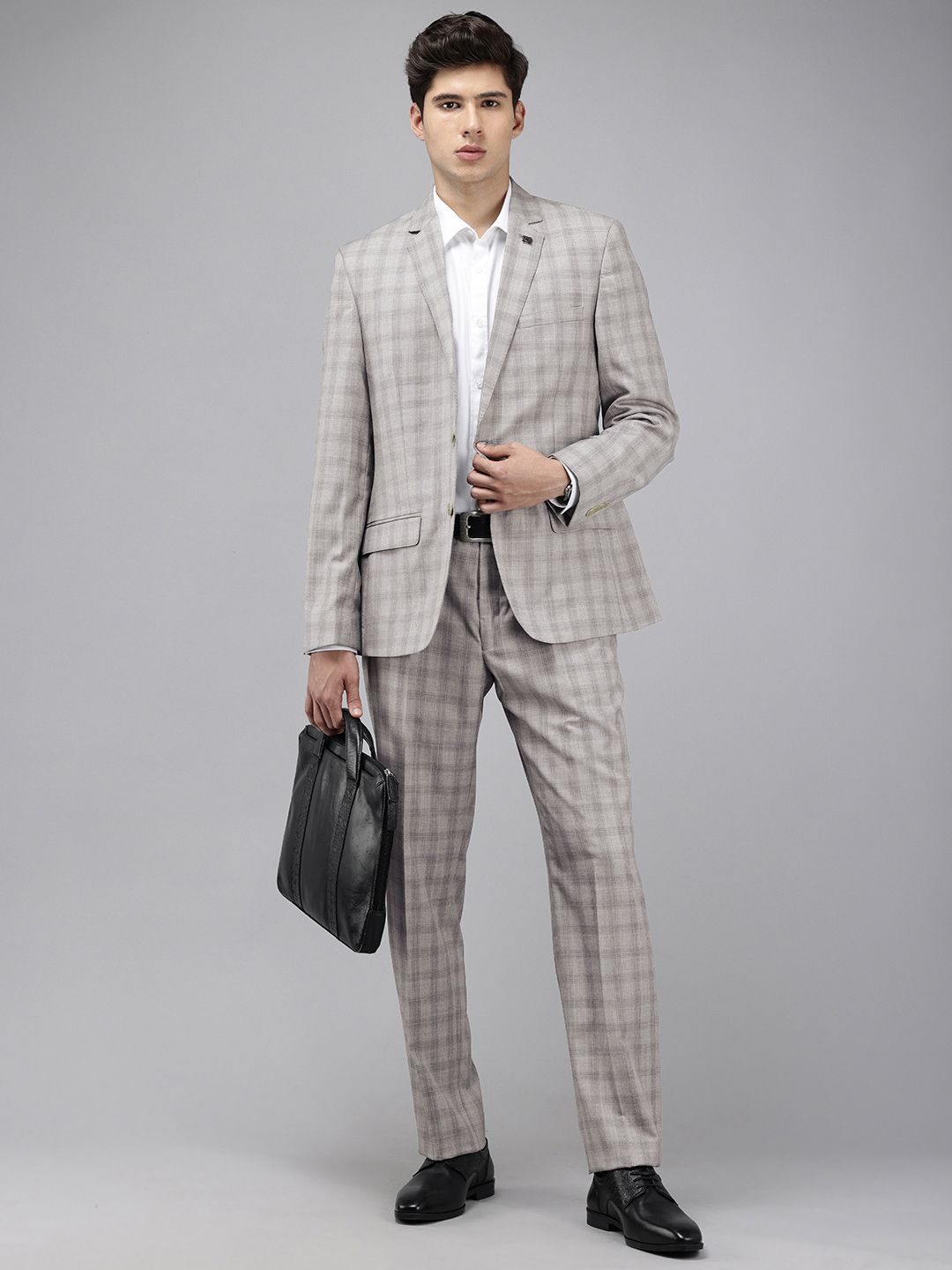 Park Avenue Checked Notched Lapel Single-Breasted 2 Piece Formal Suits