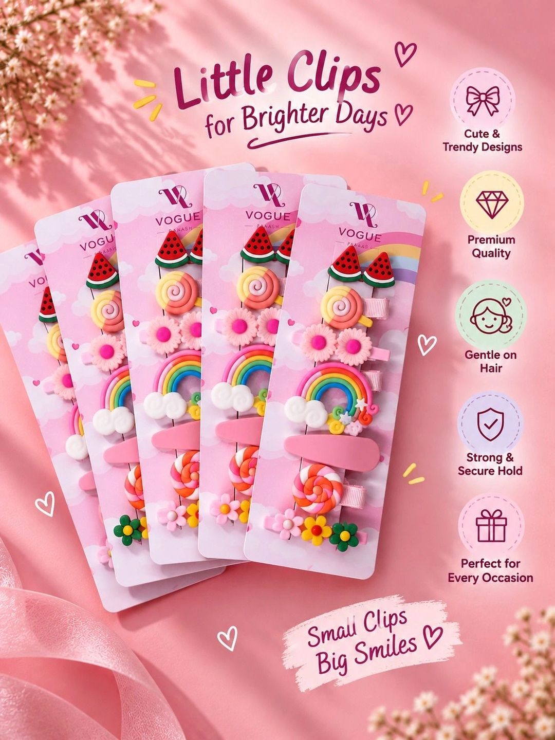 VOGUE PANASH Set Wanita 5 Klip Rambut Alligator Berhias