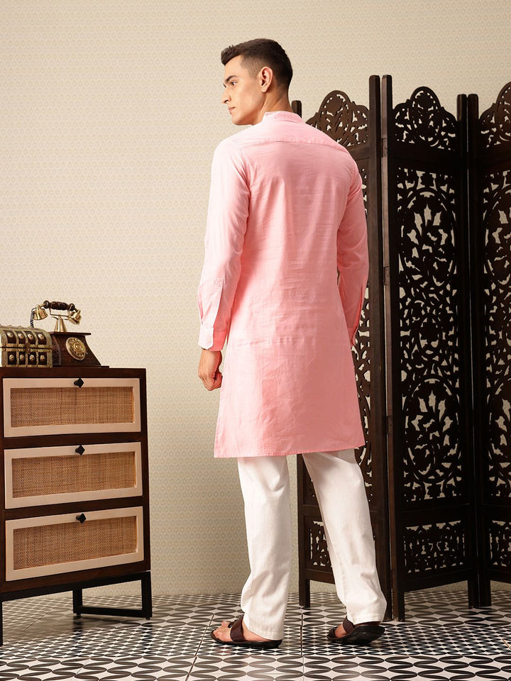 House of Pataudi Band Collar Pure Cotton Jashn Kurta