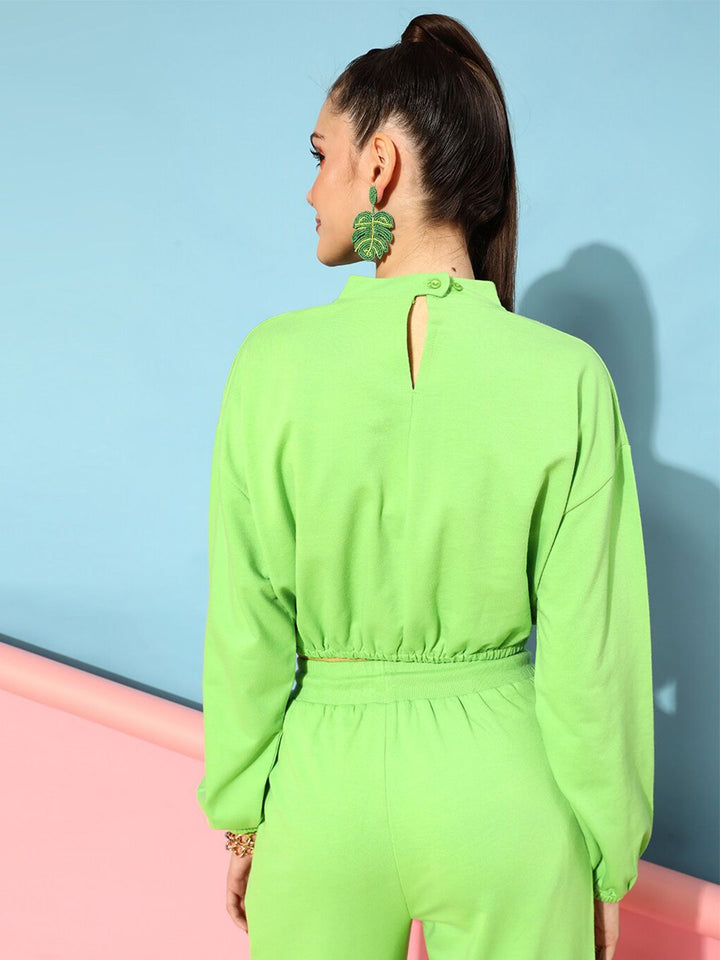 STREET 9 Women Gorgeous Lime Green Solid Sweatshirt