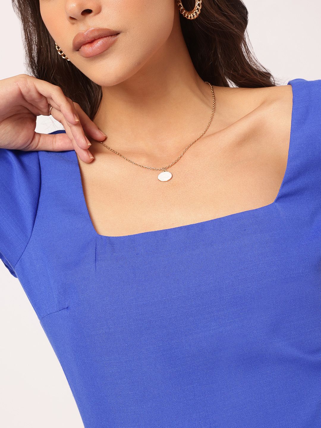 DressBerry Confident & Chic Square Neck Fit & Flare Mini Dress